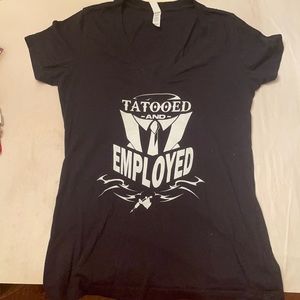 Fun “Tattooed and Employed” tee by Bella: Bella+Canvas